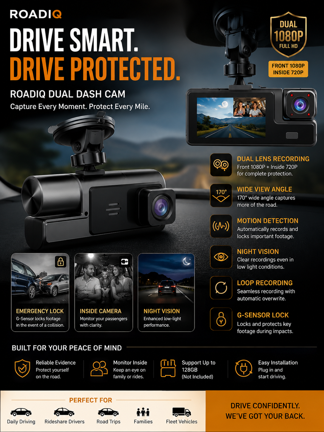RoadIQ Sentinel™ Dash Camera
