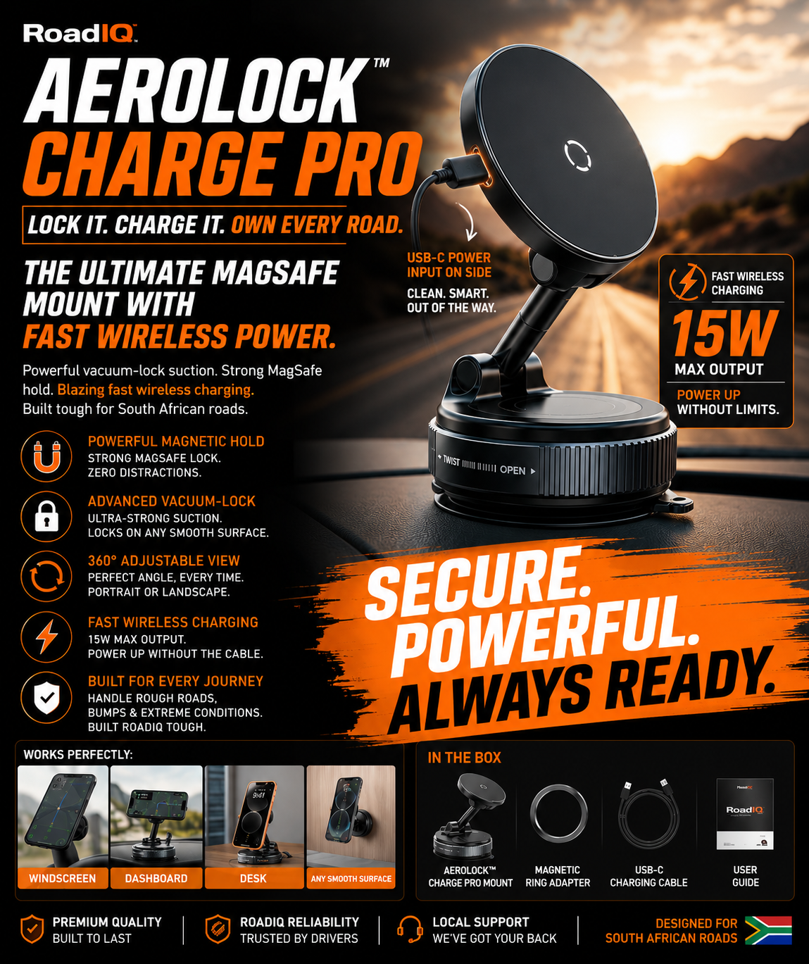 RoadIQ AeroLock™ Charge Pro
